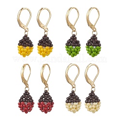 Handmade Glass Seed Beads Leverback Earrings&nbsp;EJEW-MZ00572