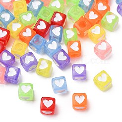 350Pcs 7 Colors Spray Painted Transparent Acrylic Beads&nbsp;OACR-FS0002-52