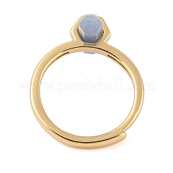 Double Pointed Hexagonal Prism Dyed & Heated Natural Blue Aventurine Adjustable Rings for Women&nbsp;RJEW-G327-01G-07