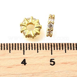 Flat Round Brass Micro Pave Cubic Zirconia Spacer Beads&nbsp;KK-L230-01G-02