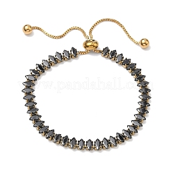 304 Stainless Steel Pave Horse Eye Jet Rhinestone Slider Bracelets for Women&nbsp;BJEW-G779-01G