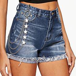 Alloy Star 3 Layered Chain Belts for Pants&nbsp;AJEW-WH20070-010A
