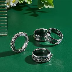 12Pcs 201 Stainless Steel Grooved Finger Ring Settings&nbsp;STAS-UN0038-95