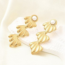 304 Stainless Steel Plstic Imitation Pearl Tassel Stud Earrings for Women&nbsp;EJEW-U068-04G