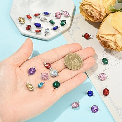 30Pcs 2 Styles Glass Cone Connector Charms&nbsp;STAS-YW0011-23