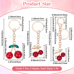 3Pcs 3 Styles Cherry Alloy Enamel Keychain&nbsp;KEYC-CP0001-39