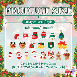 40Pcs 20 Styles Christmas Theme Opaque Resin Pendants&nbsp;RESI-TA0003-58