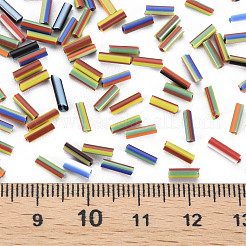 Opaque Colours Two Tone Seed Glass Bugle Beads&nbsp;SEED-T006-02A-06