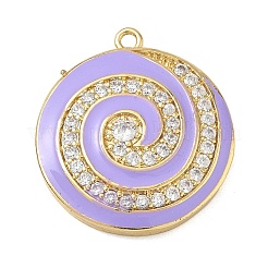 Brass Micro Pave Clear Cubic Zirconia Pendants&nbsp;CU-CBA4231-04G
