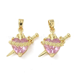 Brass Micro Pave Cubic Zirconia Pendants&nbsp;KK-F917-08G-02