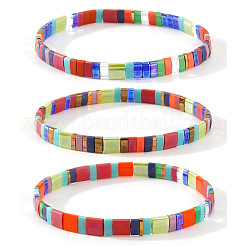 3Pcs Vintage Boho Handwoven Glass Rectangle Beaded Bracelets for Women&nbsp;BD5466