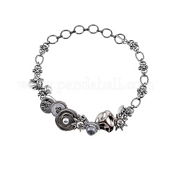 Sun Heat Button Stainless Steel & Acrylic & Plastic Imitation Pearl Choker Necklaces&nbsp;FS-WG98DB1-01
