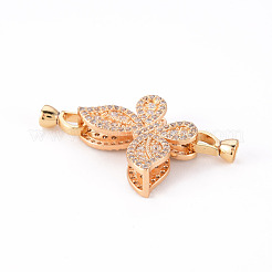 Brass Micro Pave Clear Cubic Zirconia Fold Over Clasps&nbsp;KK-T062-111G-NF