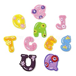 26Pcs 26 Styles Letter A~Z with Flower Polyester Self Adhesive Embroidered Patches&nbsp;ST-CJ0047-001