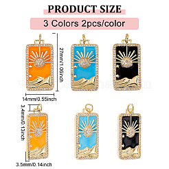 6Pcs 3 Colors Rack Plating Brass Micro Pave Clear Cubic Zirconia Pendants&nbsp;KK-DC0001-03