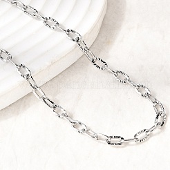 4MM 201 Stainless Steel Textured Cable Chain Necklaces for Unisex&nbsp;NJEW-K302-10P