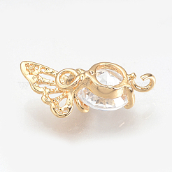 Brass Cubic Zirconia Pendants&nbsp;X-ZIRC-Q002-106G