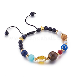 7 Chakras Nine Planets Braided Bead Bracelets&nbsp;BJEW-TAC0001-01