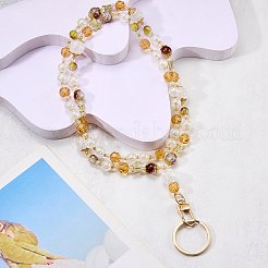 Butterfly Glass & Acrylic Beads ID Card Holders Neck Strap Chain&nbsp;HJEW-SZ00089