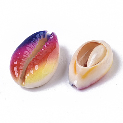 Printed Natural Cowrie Shell Beads&nbsp;X-SSHEL-R047-01-A02