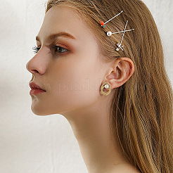 925 Sterling Silver Ring Stud Earrings with Pearl Beaded&nbsp;EJEW-P231-27G