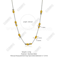 Two Tone 304 Stainless Steel Oval Bead Curb Chain Necklaces for Women&nbsp;WG4ACFD-01