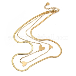 304 Stainless Steel Double Layer Link Chain Necklaces&nbsp;NJEW-R026-01G-03