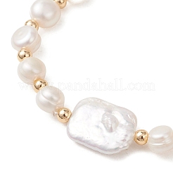 Natural Cultured Freshwater Pearl & Baroque Pearl Keshi Pearl Beads Stretch Bracelets for Women&nbsp;BJEW-JB13513