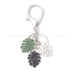 Tropical Leaf Baking Paint Alloy Pendant Keychains&nbsp;KEYC-JKC01270-02