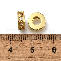 Brass Micro Pave Clear Cubic Zirconia European Beads&nbsp;ZIRC-I070-094G