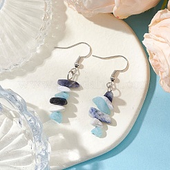 Natural Howlite & White Jade & Sodalite Dangle Earrings&nbsp;EJEW-JE06127-02