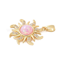 Brass Micro Pave Cubic Zirconia Pendants&nbsp;KK-S507-09B-G
