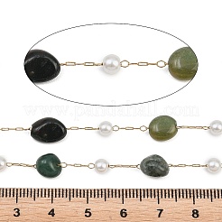 Natural Indian Agate Nuggets & 316 Stainless Steel Handmade Link Chains&nbsp;CHS-K021-14G-17