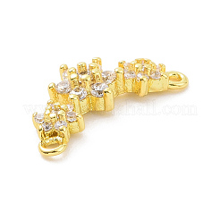 Eco-friendly Rack Plating Brass Micro Pave Cubic Zirconia 2-Loop Charms&nbsp;KK-F843-08G