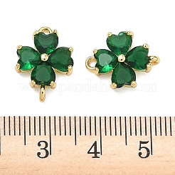 Saint Patrick's Day Glass Clover Connector Charms&nbsp;KK-P348-03G