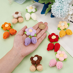 8Pcs 8 Colors Handmade Crochet Cotton Flower Ornaments&nbsp;AJEW-FG0004-12
