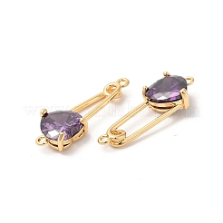 Heart Shaped Glass Connector Charms&nbsp;KK-B074-74G-03