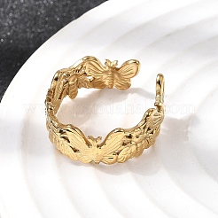 304 Stainless Steel Open Cuff Rings for Women&nbsp;RJEW-K313-14G