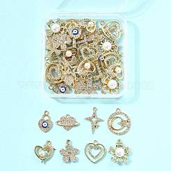 50Pcs 10 Styles Alloy Crystal Rhinestone Pendants&nbsp;ALRI-FS0001-14