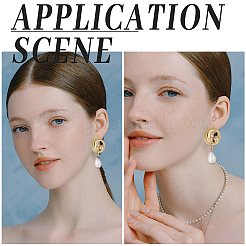 3 Pairs Brass Micro Pave Cubic Zirconia Moon with Flower Stud Earring Findings&nbsp;KK-BBC0007-96