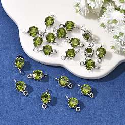 SHEGRACE Brass Pave Cubic Zirconia Flat Round Connector Charms&nbsp;XGRQ2O414-435D-P