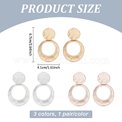 3 Pairs 3 Colors Alloy Donut Dangle Clip-on Earrings&nbsp;EJEW-AN0004-62