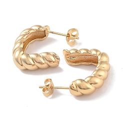 Brass Twist Half Round Stud Earrings&nbsp;EJEW-M239-05G