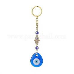 Heart/Hamsa Hand/Teardrop/Flat Round with Evil Eye Lampwork Pendant Keychain&nbsp;KEYC-JKC00439