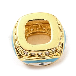 Rack Plating Brass Micro Pave Cubic Zirconia Evil Eye European Beads with Enamel&nbsp;KK-M247-34G