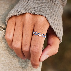Wave Shaped 925 Sterling Silver Micro Pave Cubic Zirconia Finger Rings&nbsp;FS-WGA19D0-02