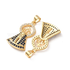Brass Micro Pave Blue Cubic Zirconia Pendants&nbsp;CU-H002-03G