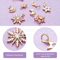 18Pcs 9 Style Brass Micro Pave Cubic Zirconia Charms&nbsp;KK-CF0001-01