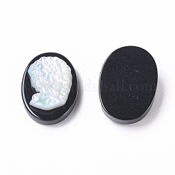 Natural Black Agate Cameo Cabochons&nbsp;G-L556-F