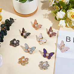 10 Styles Flower & Butterfly Alloy Buttons&nbsp;FIND-DR0001-89